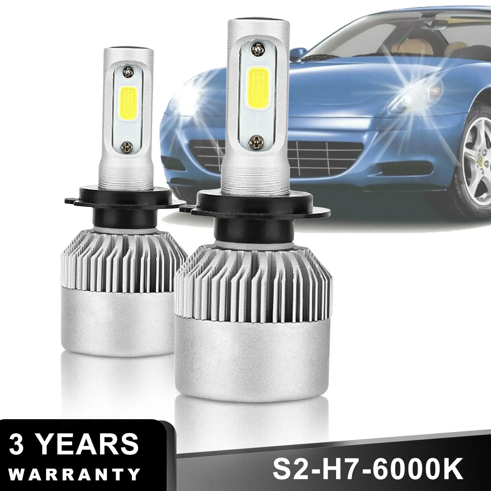 

2 Pieces LED H1 H3 H7 H4 H13 H11 9004 880 9007 Auto S2 Car Headlight Bulbs 72W 8000LM 6500K for 9V To 36V 200M Lighting Range