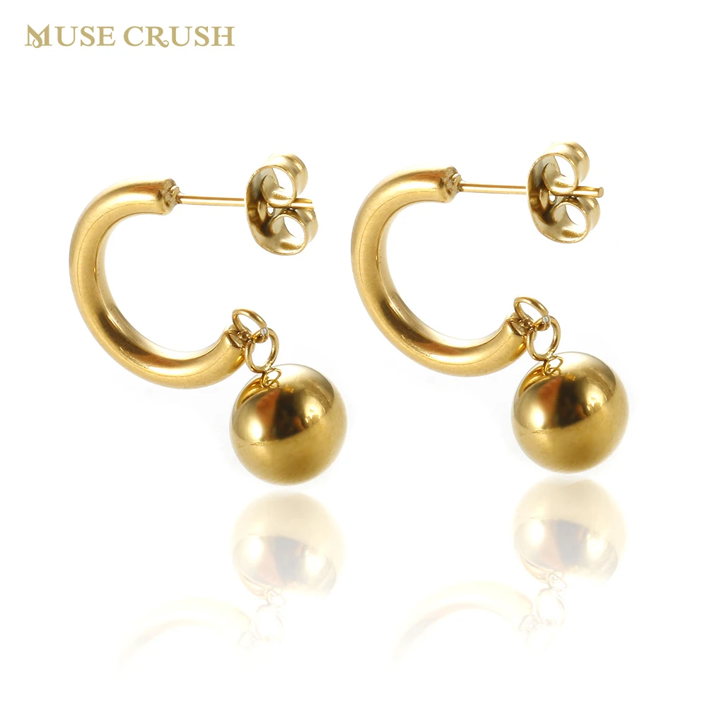 Muse Crush Stainless Steel Gold Plated Stud Earrings Fashion Stylish Round Bead Female Earrings for Women Girl Party Jewelry
Muse Crush Stainless Steel Gold Plated Stud Earrings Fashion Stylish Round Bead Female Earrings for Women Girl Party Jewelry