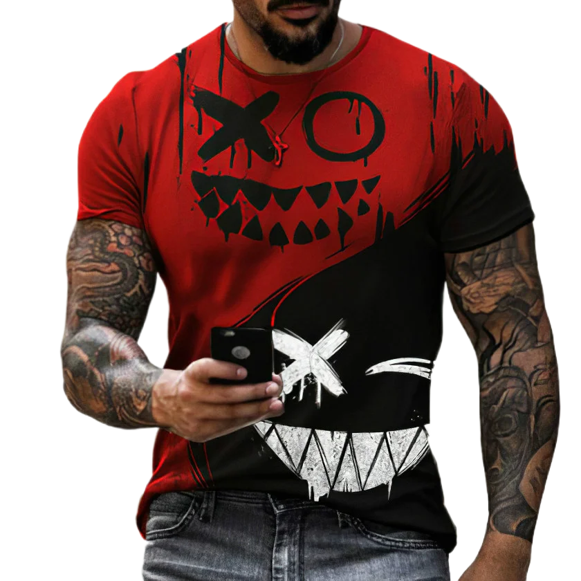 2023 men's printed T-shirt, smiling face funny style, hip-hop, large street sports, breathable, large size
2023 men's printed T-shirt, smiling face funny style, hip-hop, large street sports, breathable, large size