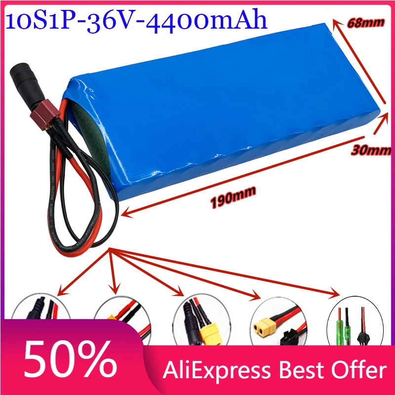 New 36V battery 10S1P 4.4Ah 36V 4400mAh 18650 lithium ion battery pack ebike electric car bicycle scooter belt 20A BMS 250-500W
New 36V battery 10S1P 4.4Ah 36V 4400mAh 18650 lithium ion battery pack ebike electric car bicycle scooter belt 20A BMS 250-500W