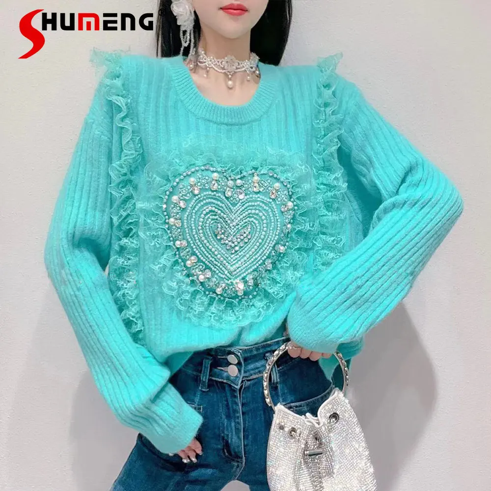 Women's Fall Winter New Fashion Fairy Pullover Sweater Ladies Korean Style Sweet Beaded Peach Heart Loose Slimming Trendy Top
Women's Fall Winter New Fashion Fairy Pullover Sweater Ladies Korean Style Sweet Beaded Peach Heart Loose Slimming Trendy Top