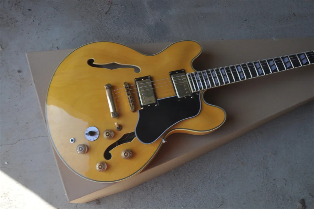 335 Electric Guitar Semi Hollow Jazz Guitarar Chrome Hardware Natural maple Transparent yellow real photos in stock 202238
335 Electric Guitar Semi Hollow Jazz Guitarar Chrome Hardware Natural maple Transparent yellow real photos in stock 202238