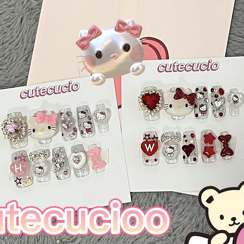 Sanrio Hello kitty Y2K Hot Girl Harajuku Style Fake Nail Stickers Small Fresh Heart Rhinestone Pendant Reusable Nail Stickers
Sanrio Hello kitty Y2K Hot Girl Harajuku Style Fake Nail Stickers Small Fresh Heart Rhinestone Pendant Reusable Nail Stickers