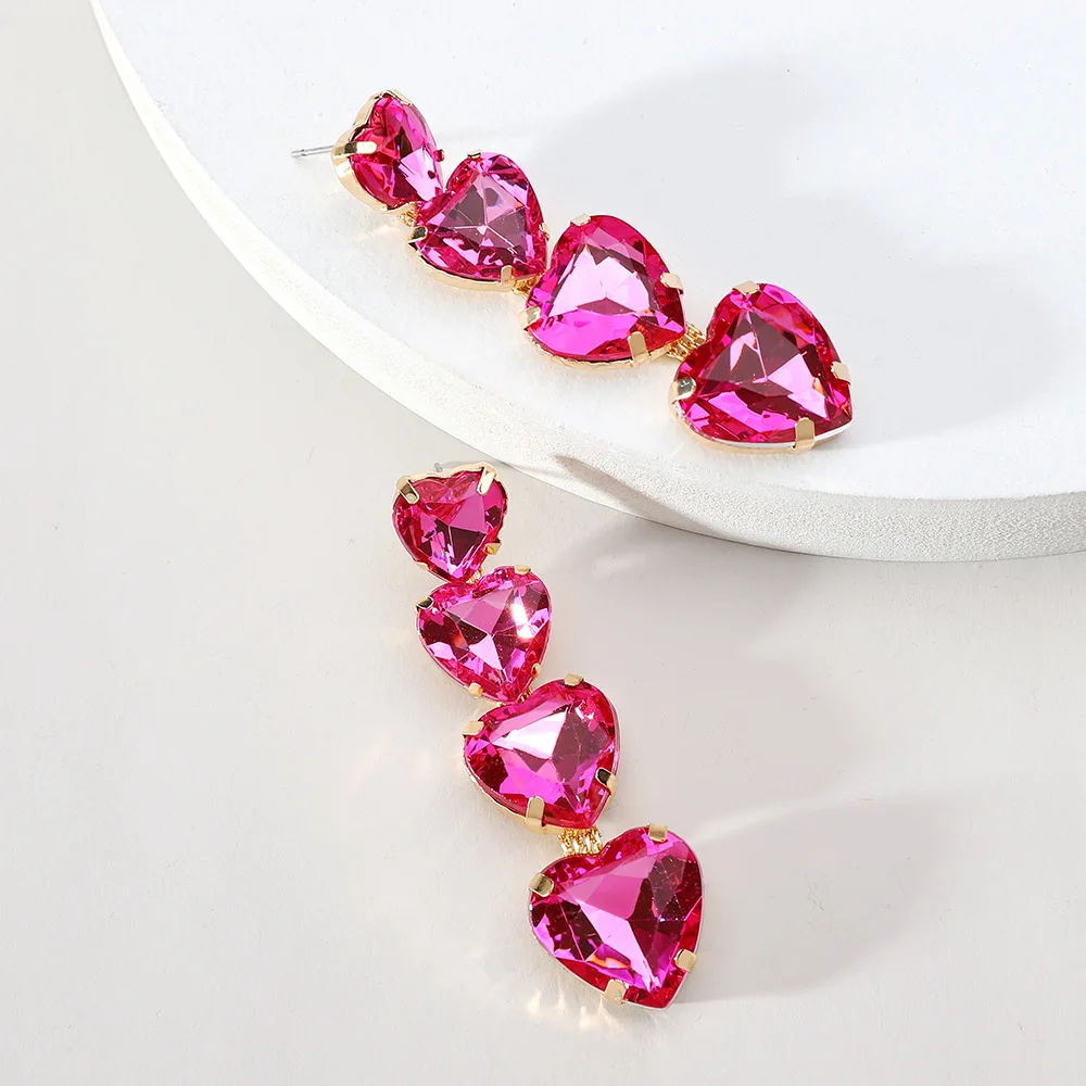 Cute Lovely Heart Shiny Fuchsia Fashion Multicolor Crystal Long Drop Earrings For Women Wedding Jewelry
Cute Lovely Heart Shiny Fuchsia Fashion Multicolor Crystal Long Drop Earrings For Women Wedding Jewelry