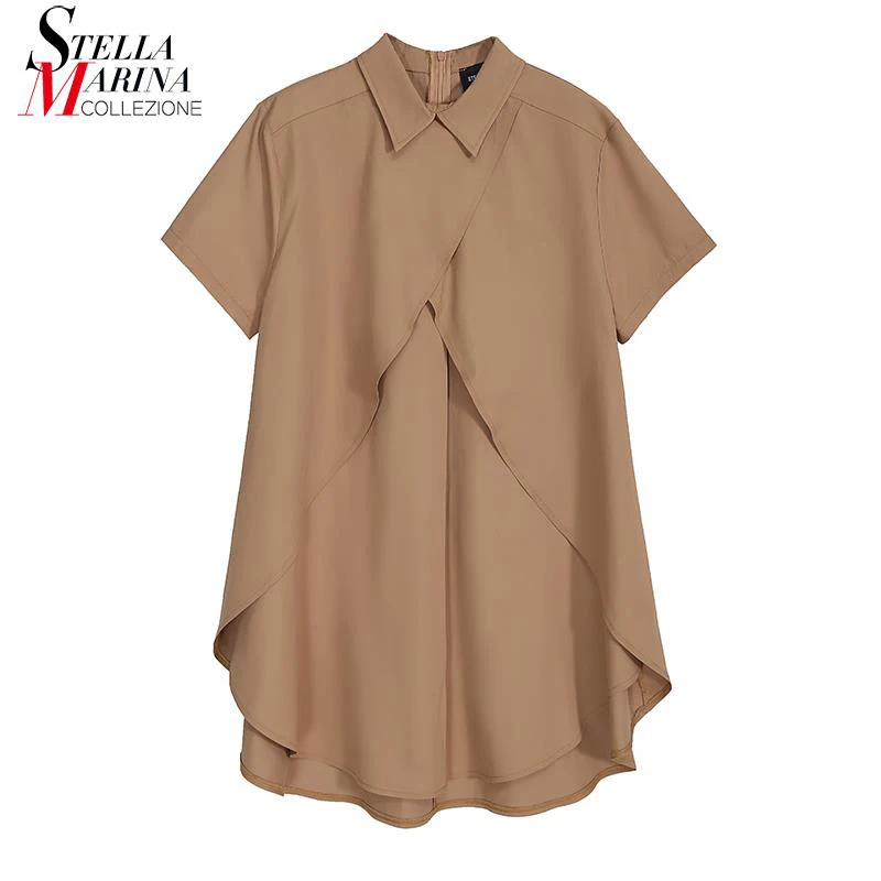 New Woman Summer Solid Khaki Blouse Short Sleeve Oversized Back Zipper Casual Streetwear Feminine Shirt chemise femme Style 8224
New Woman Summer Solid Khaki Blouse Short Sleeve Oversized Back Zipper Casual Streetwear Feminine Shirt chemise femme Style 8224