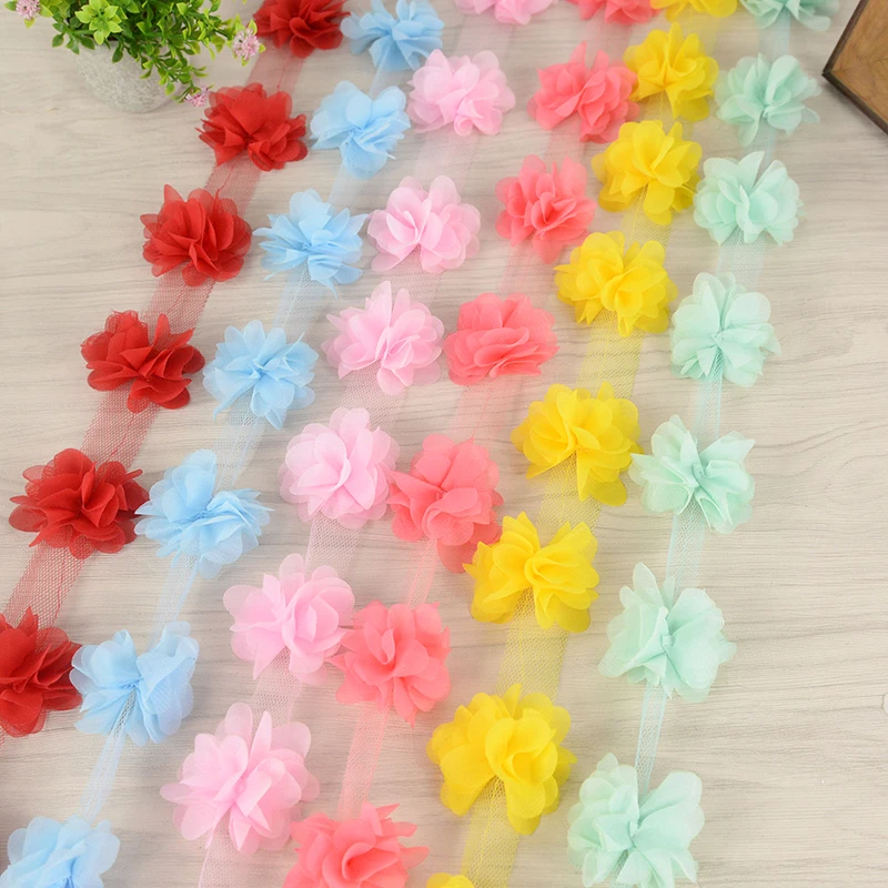 2Yards Flowers 3D Chiffon Cluster Flowers Lace Trimming Ribbon Fabric Applique Wedding Dress Decoration DIY Crafts Sewing Supply
2Yards Flowers 3D Chiffon Cluster Flowers Lace Trimming Ribbon Fabric Applique Wedding Dress Decoration DIY Crafts Sewing Supply