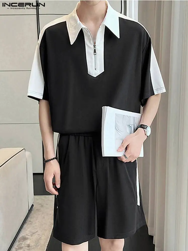 Fashion Well Fitting Sets New Men Short Sleeve Zipper Tops Shorts Suits INCERUN Stylish Male Splicing Color Two-piece Sets S-5XL
Fashion Well Fitting Sets New Men Short Sleeve Zipper Tops Shorts Suits INCERUN Stylish Male Splicing Color Two-piece Sets S-5XL