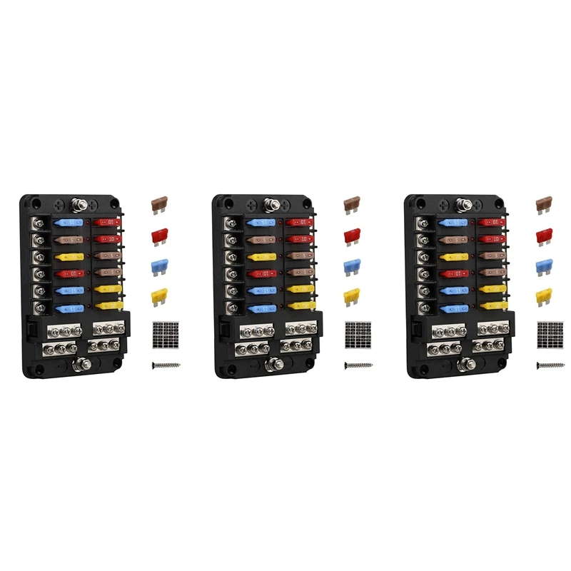 3X 12V 12 Way Marine Fuse Block Fuse Panel With Ground & 12 Volt Fuse Box For Car Automotive Boat RV RZR
3X 12V 12 Way Marine Fuse Block Fuse Panel With Ground & 12 Volt Fuse Box For Car Automotive Boat RV RZR