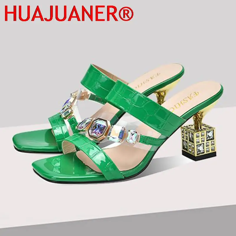 Сандалии HUAJUANER женские со стразами, босоножки из искусственной кожи, квадратный носок, высокий каблук, модная обувь в странном стиле, 2022
Сандалии HUAJUANER женские со стразами, босоножки из искусственной кожи, квадратный носок, высокий каблук, модная обувь в странном стиле, 2022