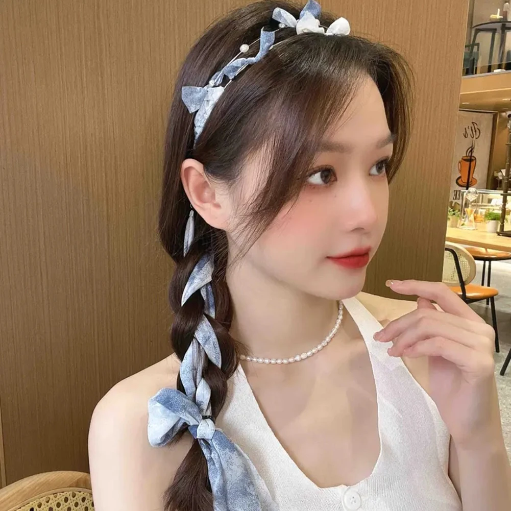 Elegant Pearl Hair Bands for Woman Fashion Long Ribbon Bow Girls Head Bands Pearl Braid Headbands Women Accessories Scrunchie
Elegant Pearl Hair Bands for Woman Fashion Long Ribbon Bow Girls Head Bands Pearl Braid Headbands Women Accessories Scrunchie