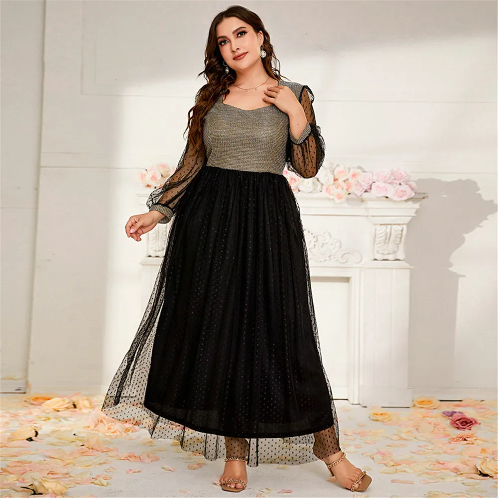 Plus Size 4XL Women Maxi Dress Dubia Abaya Turkey Kaftan Polka Dot Mesh Evening Dresses African Muslim Party Gown Robe Islamic
Plus Size 4XL Women Maxi Dress Dubia Abaya Turkey Kaftan Polka Dot Mesh Evening Dresses African Muslim Party Gown Robe Islamic