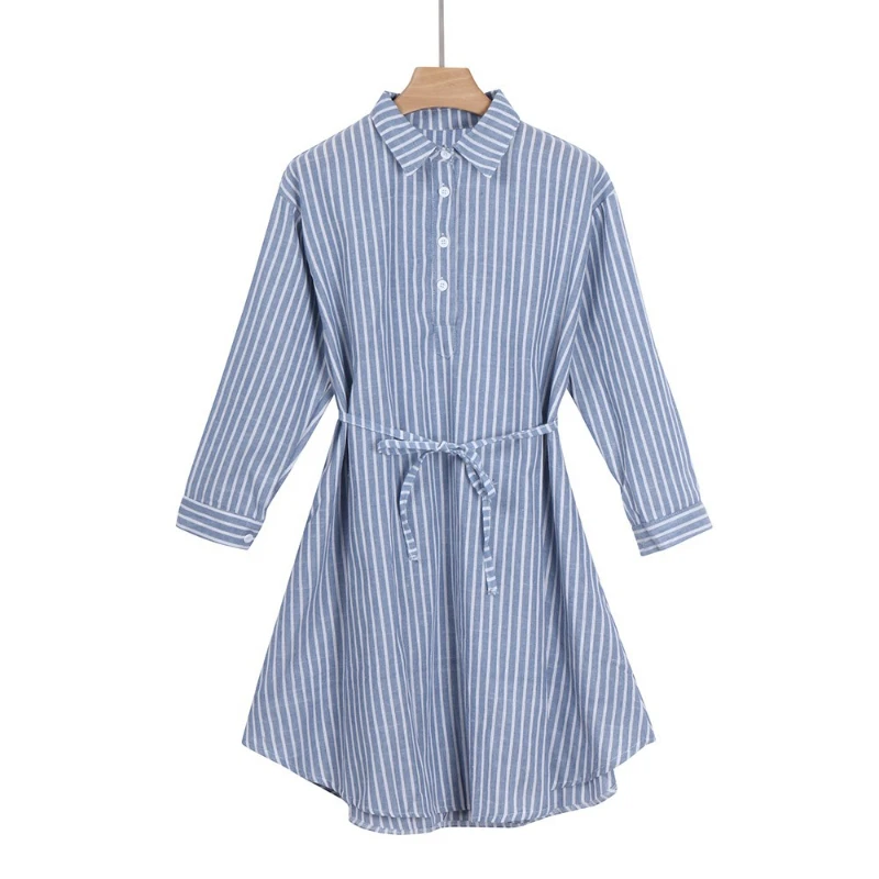 2022 New plus Size Plump Girls Mid-Length Vertical Striped Shirt Cotton and Linen Maternity Dress Shirt Dress
2022 New plus Size Plump Girls Mid-Length Vertical Striped Shirt Cotton and Linen Maternity Dress Shirt Dress