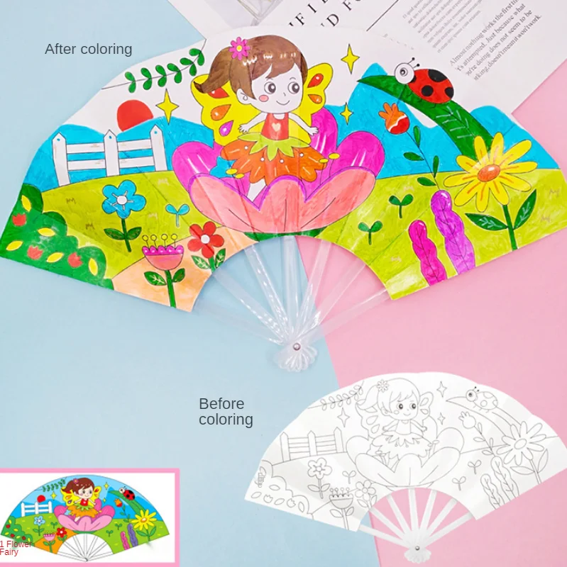 Painting Summer Fan DIY Toys For Children Cartoon Animal Color Graffiti Origami Fan Art Craft Toy Creative Drawing Kids
Painting Summer Fan DIY Toys For Children Cartoon Animal Color Graffiti Origami Fan Art Craft Toy Creative Drawing Kids