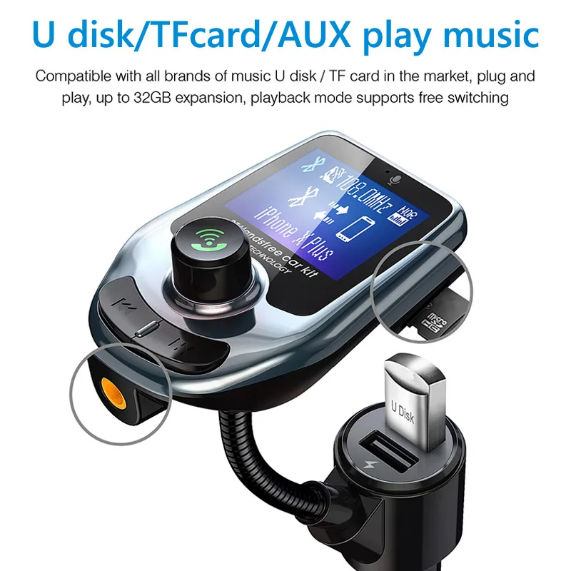 AUX музыкальный автомобильный Bluetooth-адаптер, автомобильный FM-передатчик, mp3-плеер QC3.0, USB-зарядное устройство, беспроводной автомобильный комп...
AUX музыкальный автомобильный Bluetooth-адаптер, автомобильный FM-передатчик, mp3-плеер QC3.0, USB-зарядное устройство, беспроводной автомобильный комп...