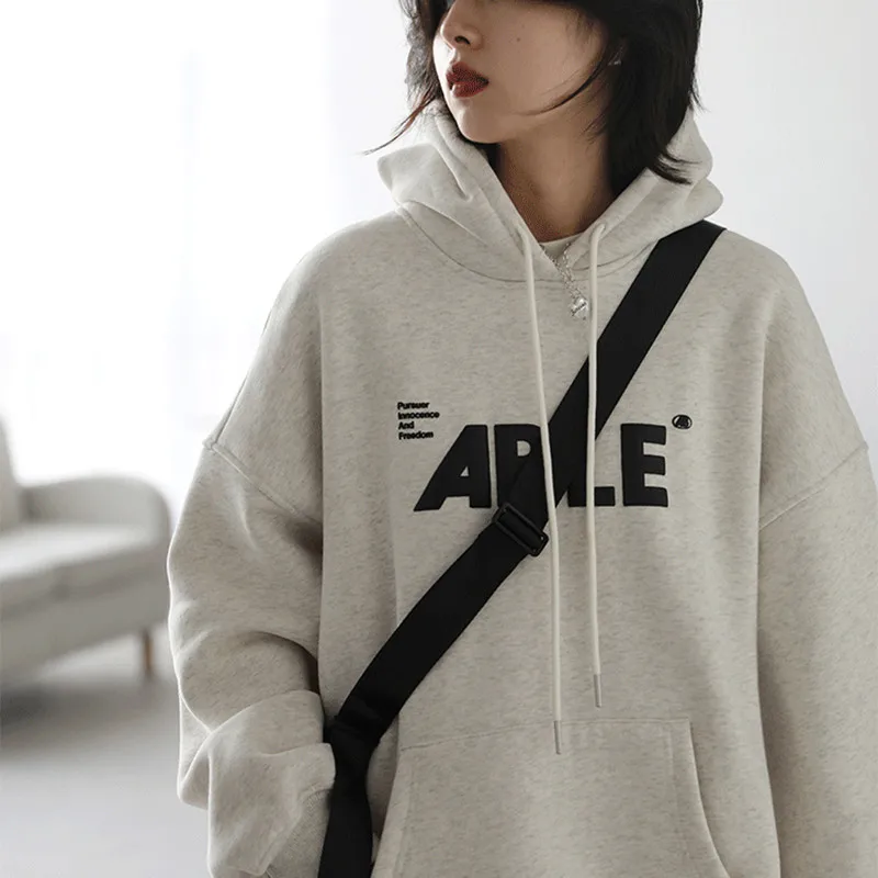 Street Casual Foaming Letters Hooded Sweatshirts Plush Thickened Sporty Hoodies Winter Korean Oversized Hoody Women Clothes Gray
Street Casual Foaming Letters Hooded Sweatshirts Plush Thickened Sporty Hoodies Winter Korean Oversized Hoody Women Clothes Gray