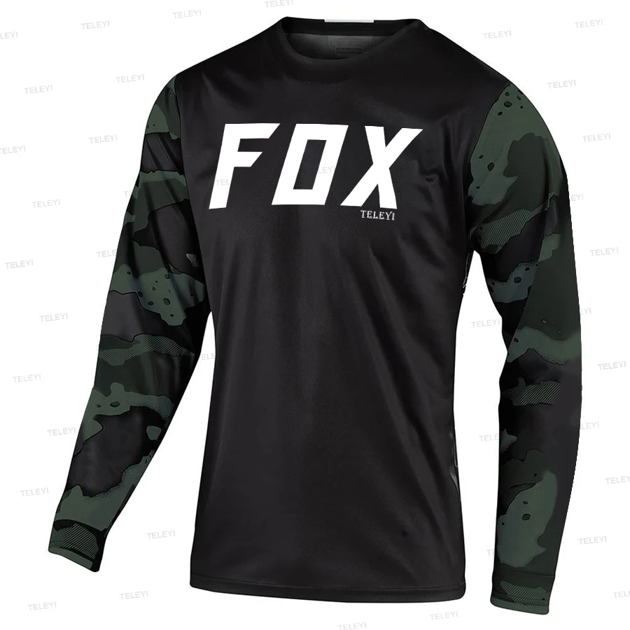 

new Men's Downhill Jerseys FOX teleyi Mountain Bike MTB Shirts Offroad DH Motorcycle Jersey Motocross Sportwear BMX Clothing