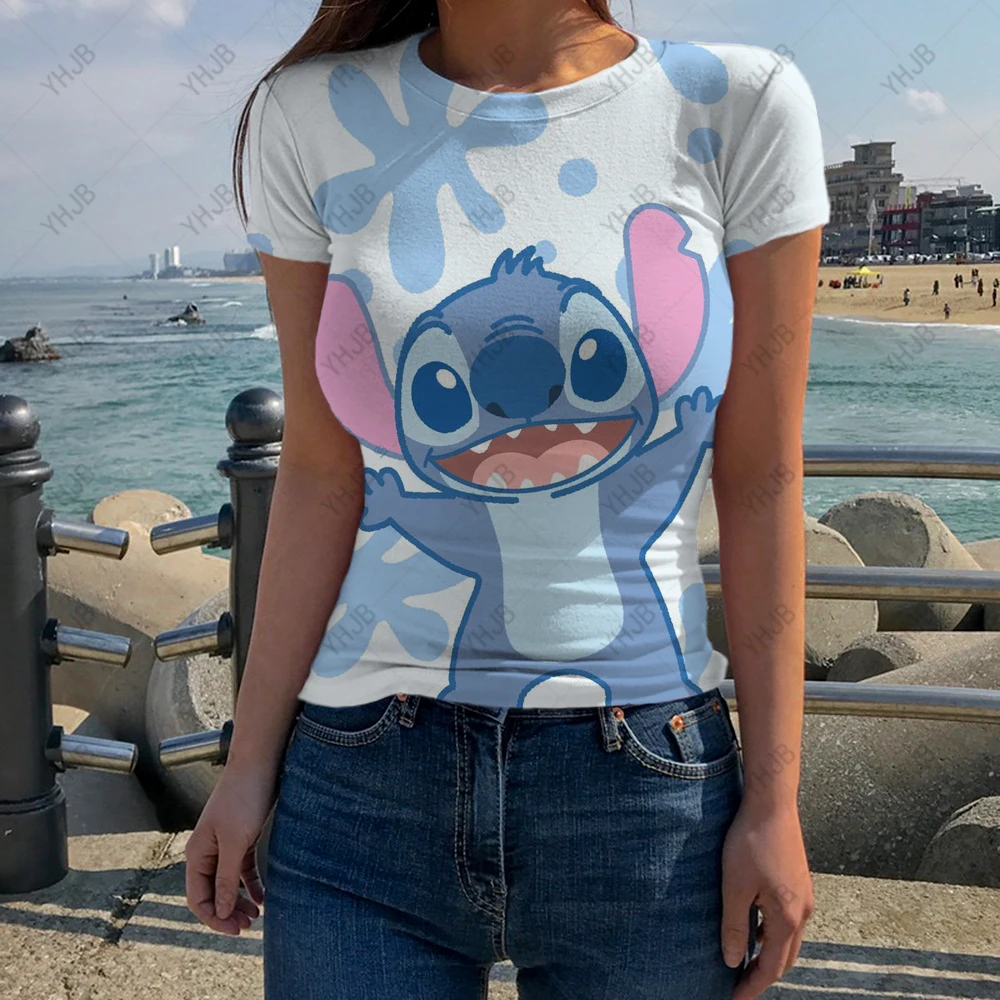 2023 Summer Disney Stitch Mickey Mouse Print Slim Fit T-shirt Women's Fashion Temperament Round Neck Short Sleeve Top
2023 Summer Disney Stitch Mickey Mouse Print Slim Fit T-shirt Women's Fashion Temperament Round Neck Short Sleeve Top