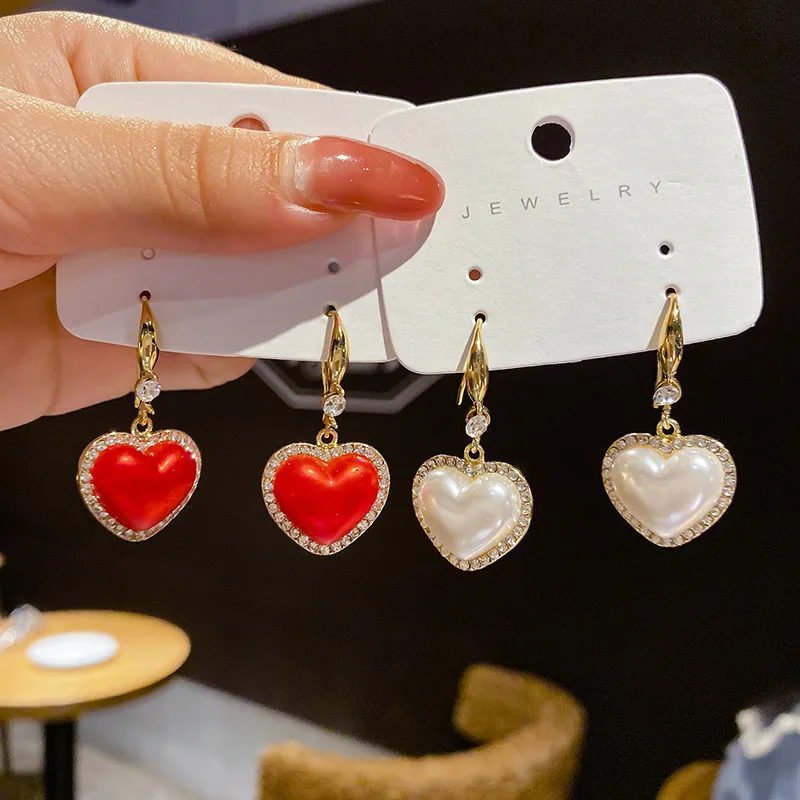Lucky Red Heart Earring Shiny Rhinestone Imitation Pearl Pendant Drop Earrings For Women Lady Girls Female Jewelry Wedding Gift
Lucky Red Heart Earring Shiny Rhinestone Imitation Pearl Pendant Drop Earrings For Women Lady Girls Female Jewelry Wedding Gift