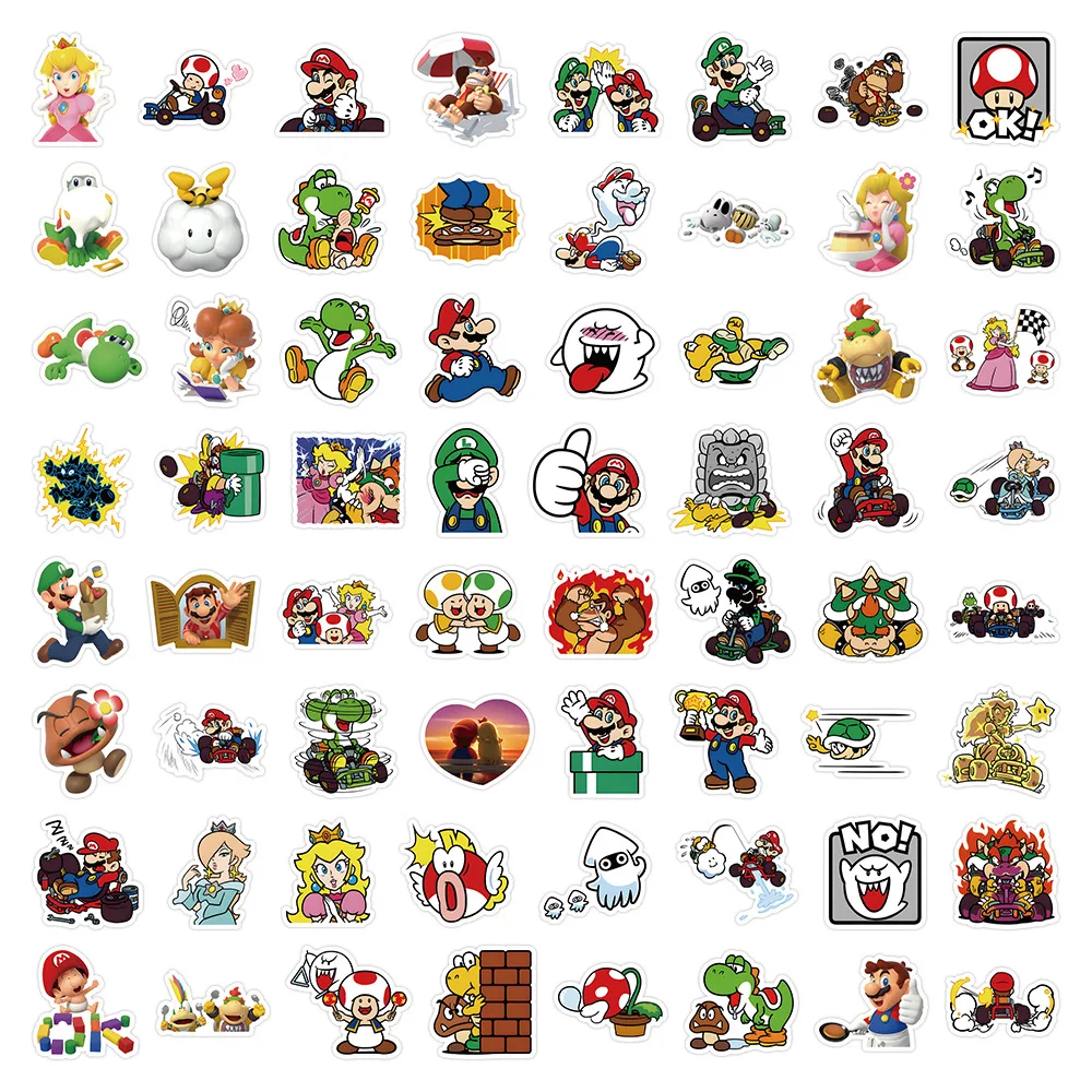 60pcs Super Mario Bros Anime Kawaii Stickers Yoshi Action Figures Toys Room Suitcase Car Bag Stickers Kids Birthday Xmas Gifts
60pcs Super Mario Bros Anime Kawaii Stickers Yoshi Action Figures Toys Room Suitcase Car Bag Stickers Kids Birthday Xmas Gifts