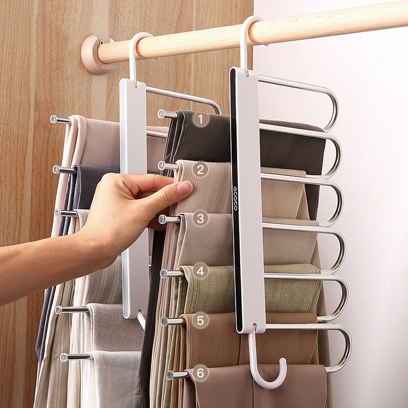 

Foldable Pant Hanger Stainless Steel Portable Trouser Rack Wardrobe Closet Storage Organizer Household Save Space Clothes Holder