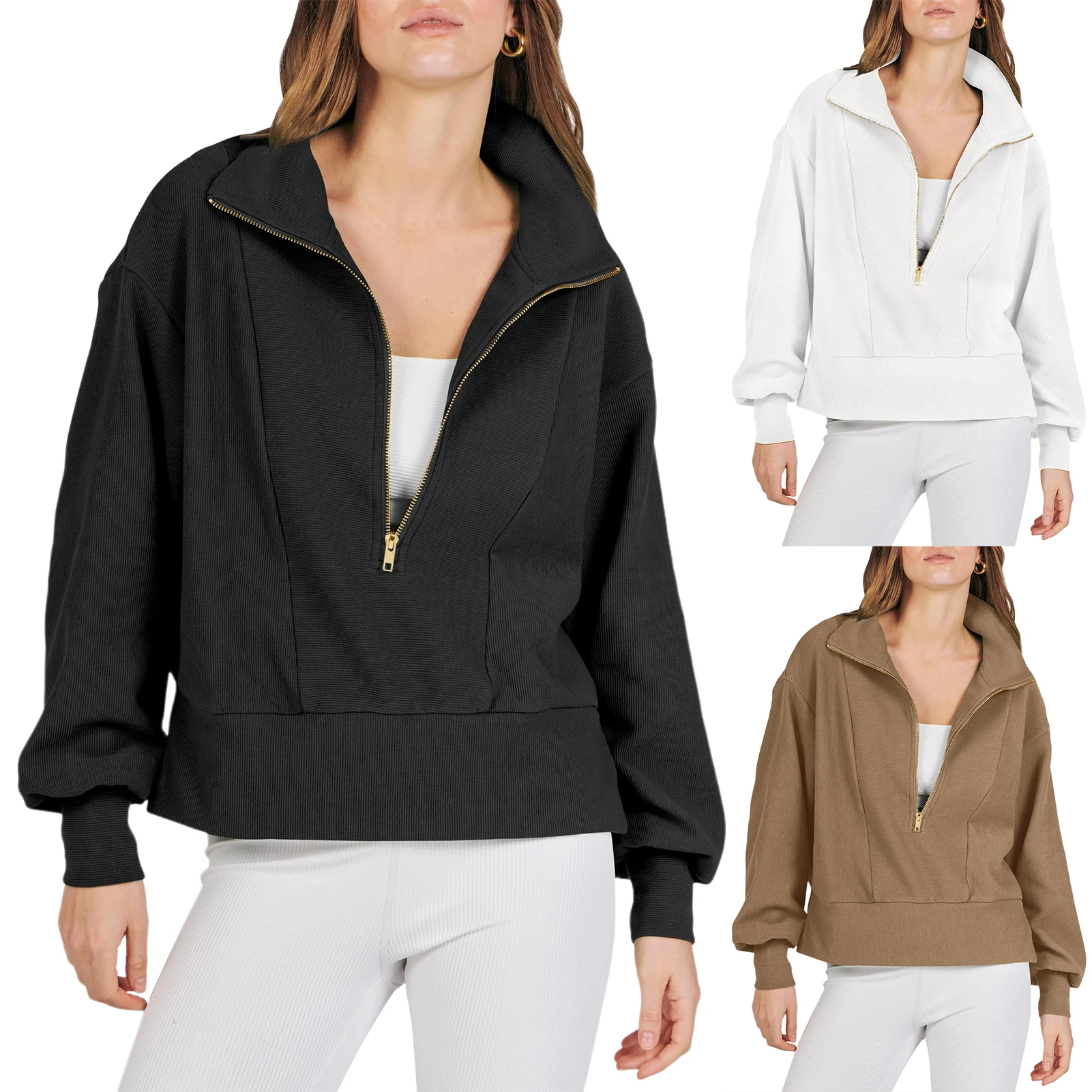 2023 Autumn Solid Color Half Zipper Pullover Turn-down Collar Long Sleeve Women's Top Fashion Loose Casual Sweatshirt
2023 Autumn Solid Color Half Zipper Pullover Turn-down Collar Long Sleeve Women's Top Fashion Loose Casual Sweatshirt