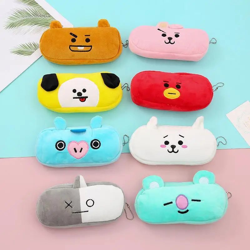 

Anime BTS bt21 Kawaii Kpop Rj Koya Chimmy Plush Pencil Case Tata Cooky Shooky Mang Van Cartoon Pen Bag Stationery Storage Bag