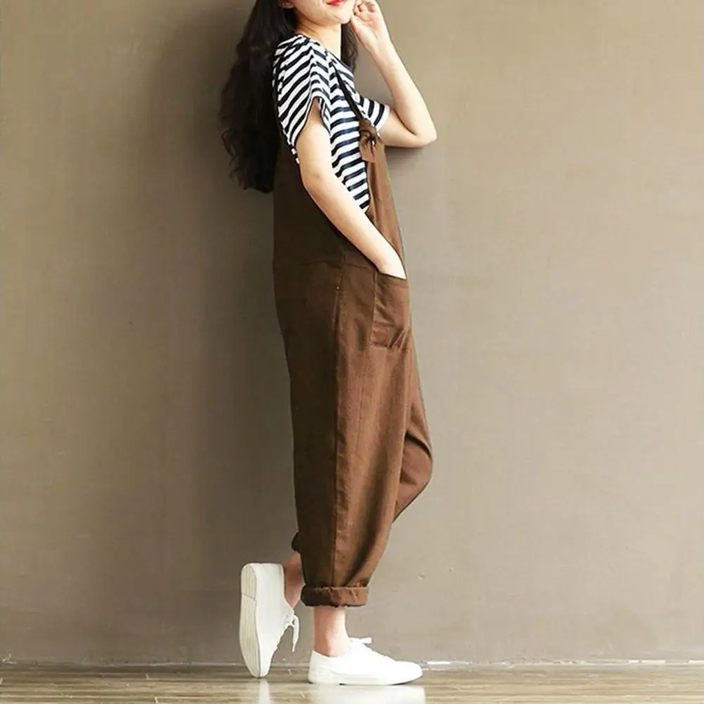 Pants Pocket Solid Color Straps Design Loose Jumpsuits Pocket Casual Jumpsuit for Family Gathering
Pants Pocket Solid Color Straps Design Loose Jumpsuits Pocket Casual Jumpsuit for Family Gathering