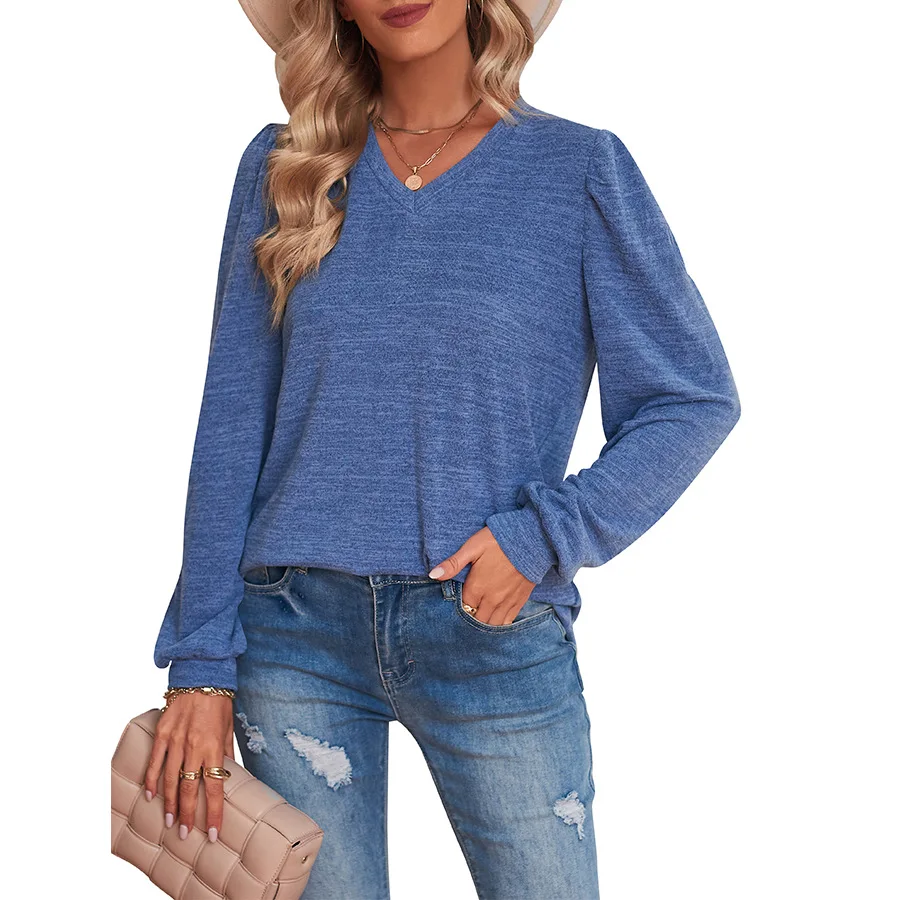 Hot Selling Autumn and Winter New Women's Solid Color Loose Casual Puff Sleeve V-neck Long-sleeved T-Shirt Vintage Women's Tops
Hot Selling Autumn and Winter New Women's Solid Color Loose Casual Puff Sleeve V-neck Long-sleeved T-Shirt Vintage Women's Tops