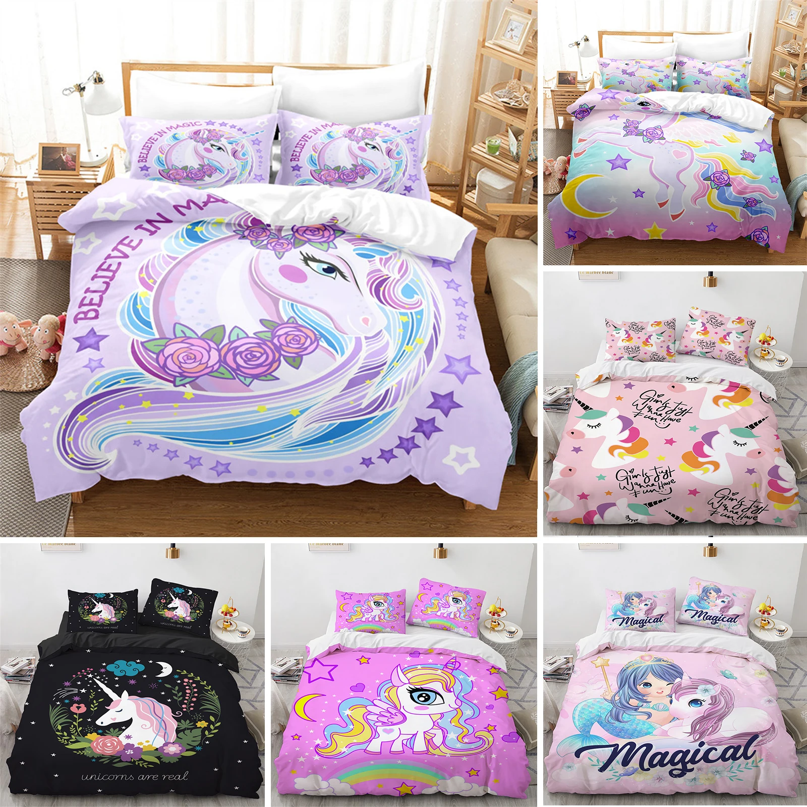 Cartoon Unicorn Duvet Cover Floral Bedding Set Microfiber Flying Horse Comforter Cover Full Queen For Boys Girls Bedroom Decor
Cartoon Unicorn Duvet Cover Floral Bedding Set Microfiber Flying Horse Comforter Cover Full Queen For Boys Girls Bedroom Decor