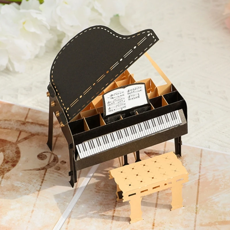 

T5EB Piano 3D Pop-Up Card for All Occasions Happy Birthday Graduation Thank You Fathers Day Mothers Day Gift for Housewarming