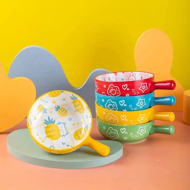 Ceramic Instant Noodle Bowl Fruit Salad Bowl Home Creative Handle Baking Breakfast Plate Personalized Dish Plate Baked Rice Bowl
Ceramic Instant Noodle Bowl Fruit Salad Bowl Home Creative Handle Baking Breakfast Plate Personalized Dish Plate Baked Rice Bowl