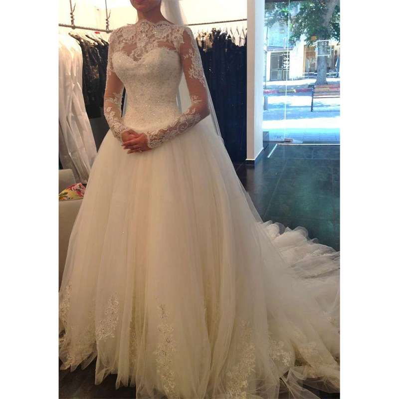 A-line Lace Applique Wedding Dress 2023 High Neck Half Open Back Invisible Zipper Tulle Sequins Vestidos Elegantes Para Mujer
A-line Lace Applique Wedding Dress 2023 High Neck Half Open Back Invisible Zipper Tulle Sequins Vestidos Elegantes Para Mujer