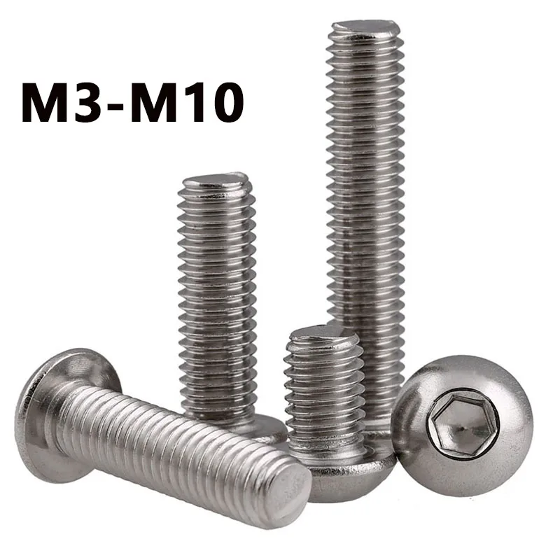 Винт M3M4M5M6M8M10 316 из нержавеющей стали с круглой головкой, внутренний шестигранный винт, полукруглая чаша, шестигранный винт, болт
Винт M3M4M5M6M8M10 316 из нержавеющей стали с круглой головкой, внутренний шестигранный винт, полукруглая чаша, шестигранный винт, болт