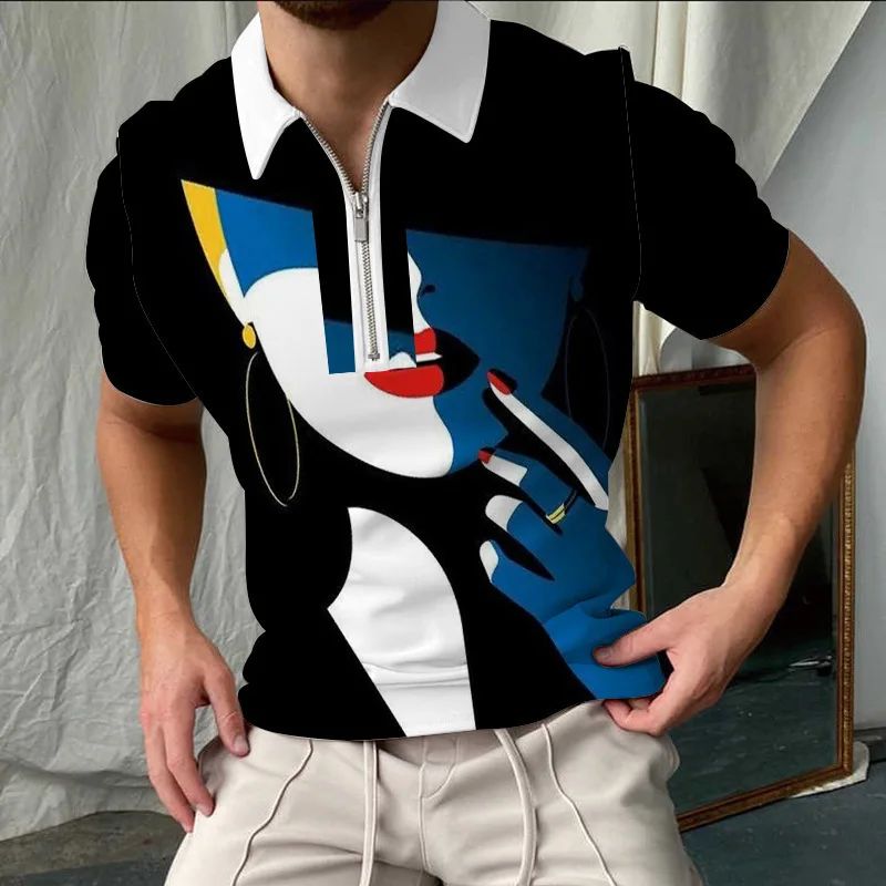 2022 High Quality Men Short Sleeve Polo Shirts Lapel Zip Printing T Shirt Europe And America Fashion Streetwear Summer Men Tops
2022 High Quality Men Short Sleeve Polo Shirts Lapel Zip Printing T Shirt Europe And America Fashion Streetwear Summer Men Tops