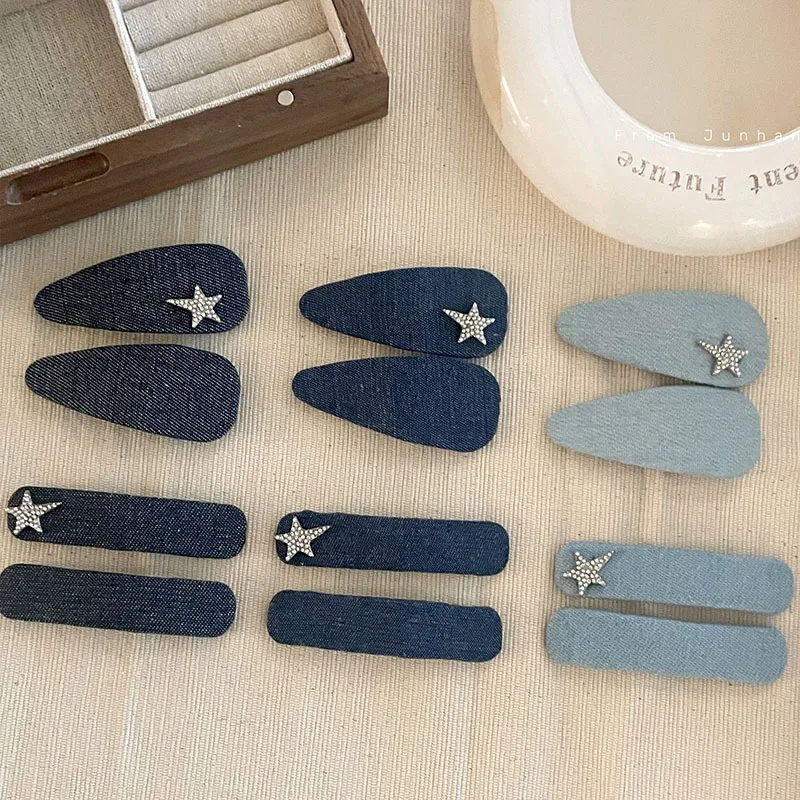 Trendy Vintage Soft Solid Blue Denim Snap Clips Star Barrette Lovely Y2k Elliptic Hairpin Headwear Hair Accessories for Women
Trendy Vintage Soft Solid Blue Denim Snap Clips Star Barrette Lovely Y2k Elliptic Hairpin Headwear Hair Accessories for Women