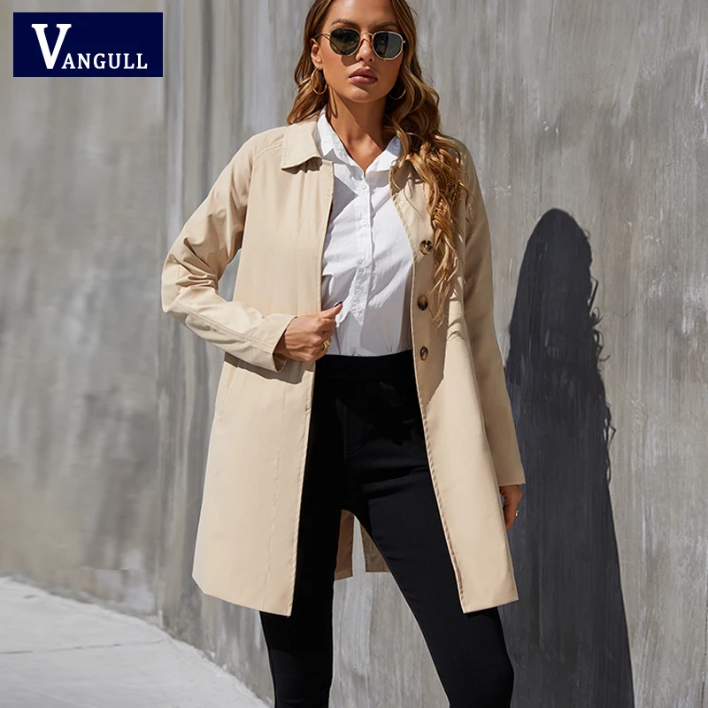 Vangull Fashion Khaki Trench Women Coat Spring Single Breasted Ladies Windbreaker Office Lady Slim Long Sleeve Female Outerwear
Vangull Fashion Khaki Trench Women Coat Spring Single Breasted Ladies Windbreaker Office Lady Slim Long Sleeve Female Outerwear