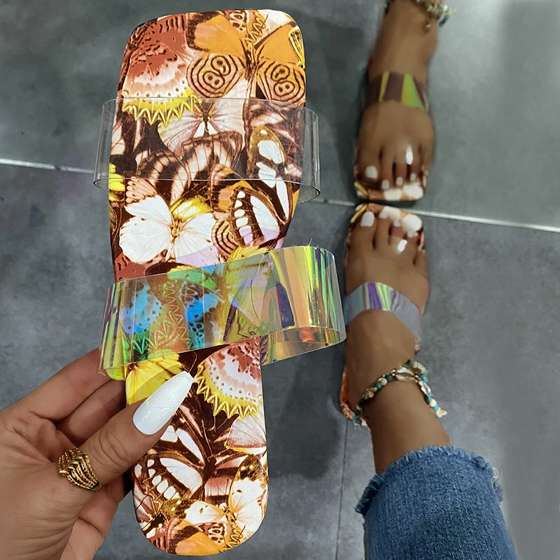 Rimocy Comfort Flat Heel Print Slippers Women Summer Square Toe Transparent Pvc Flip Flops Woman Non-slip Beach Slides Sandals
Rimocy Comfort Flat Heel Print Slippers Women Summer Square Toe Transparent Pvc Flip Flops Woman Non-slip Beach Slides Sandals