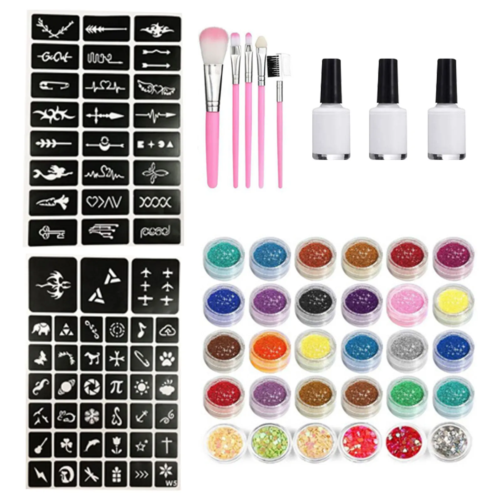 30 Colors Diamond Flash Glitter Powder Template Tattoo Set 60 Flash Template Set For Adult Kids Face Body Art Painting Makeu
30 Colors Diamond Flash Glitter Powder Template Tattoo Set 60 Flash Template Set For Adult Kids Face Body Art Painting Makeu