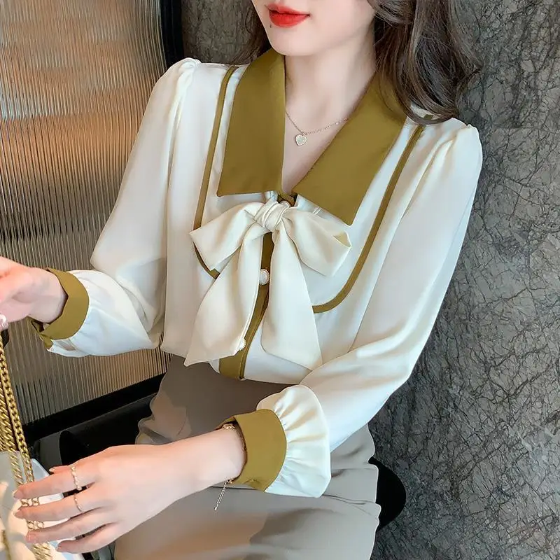Korean Fashion Aesthetic Shirt Spring Summer Profession Office Wear Chiffon Long Sleeve Cardigan Bow Elegant Women Blouse 2022
Korean Fashion Aesthetic Shirt Spring Summer Profession Office Wear Chiffon Long Sleeve Cardigan Bow Elegant Women Blouse 2022