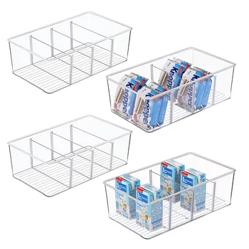 4 Grids Food Storage Containers Pantry Refrigerator Organizer Transparent Fresh Kitchen Storage Freezers Drawer Box Spice Case