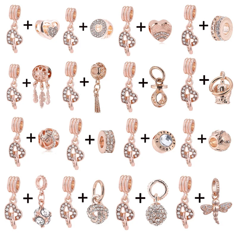 2Pc/Lot 45 Styles Crystal Double Heart & Crown Rose Gold Charm Pendant Fit Fashion Brand Bracelet For Women Romanitc Gift Making
2Pc/Lot 45 Styles Crystal Double Heart & Crown Rose Gold Charm Pendant Fit Fashion Brand Bracelet For Women Romanitc Gift Making