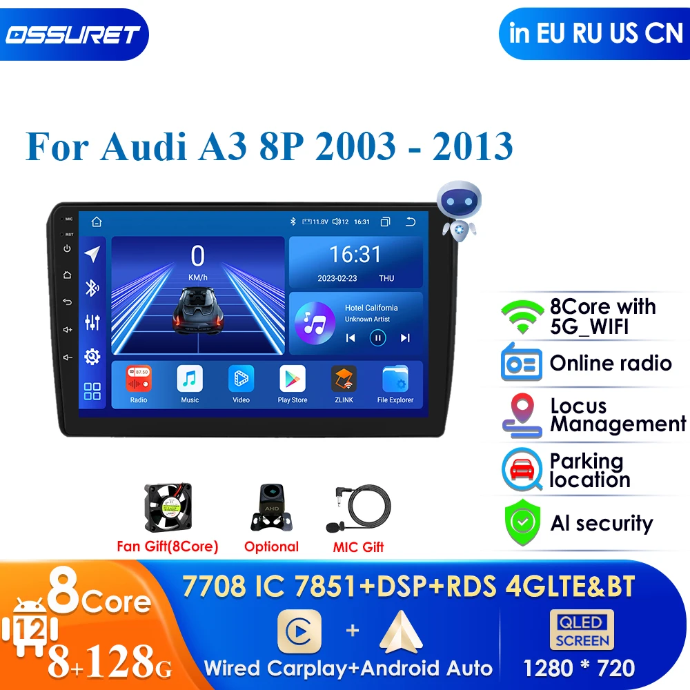 Carplay 4G-LTE 9" Android 12 Car Multimedia Radio Player for Audi A3 2003-2011 RS3 Sportback GPS BT Stereo 6+128G Autoradio RDS
Carplay 4G-LTE 9" Android 12 Car Multimedia Radio Player for Audi A3 2003-2011 RS3 Sportback GPS BT Stereo 6+128G Autoradio RDS