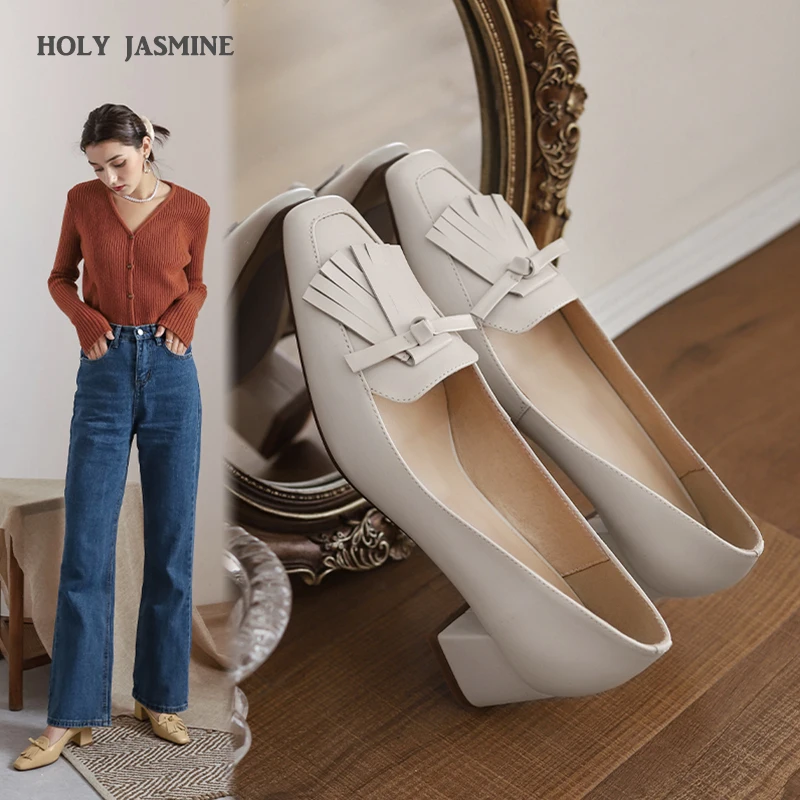 2021 Spring Genuine Leather Women's Shoes Square Toe High Heels Shoes for Women Tassel Decoration Woman Pumps Zapatos De Mujer
2021 Spring Genuine Leather Women's Shoes Square Toe High Heels Shoes for Women Tassel Decoration Woman Pumps Zapatos De Mujer