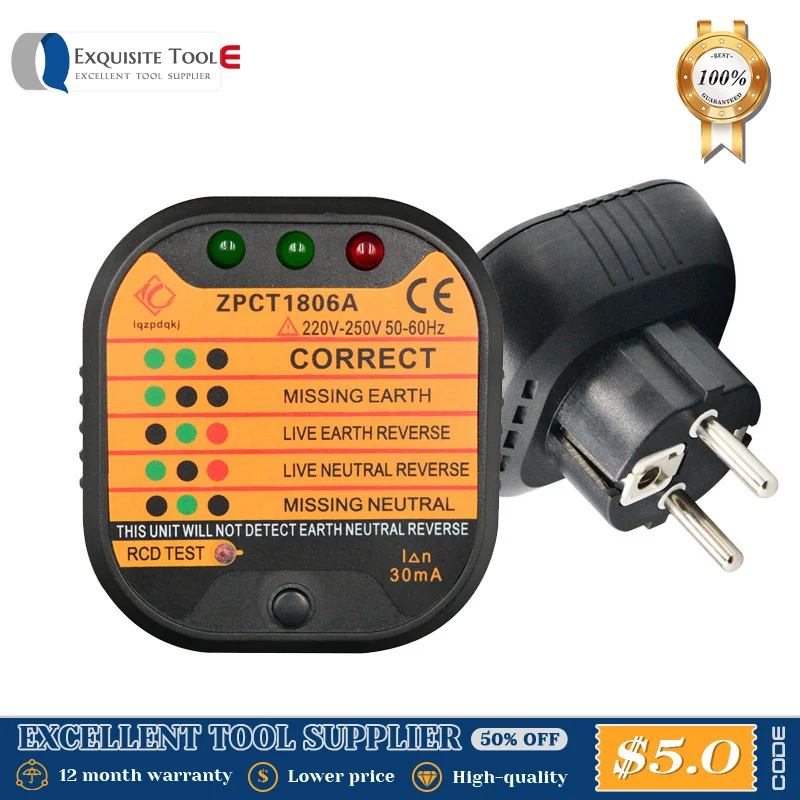 Realmote Portable EU Socket Tester Electric Leakage Plug Polar Testing Security Line Household Detector Cable Wire Tracker
Realmote Portable EU Socket Tester Electric Leakage Plug Polar Testing Security Line Household Detector Cable Wire Tracker