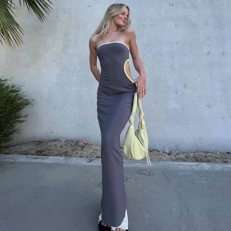 Summer New Women'S Casual Fashion Sexy One-Line Collar Contrast Bandeau Waist Cutout Slim Temperament Party Dress Long Skirt
Summer New Women'S Casual Fashion Sexy One-Line Collar Contrast Bandeau Waist Cutout Slim Temperament Party Dress Long Skirt