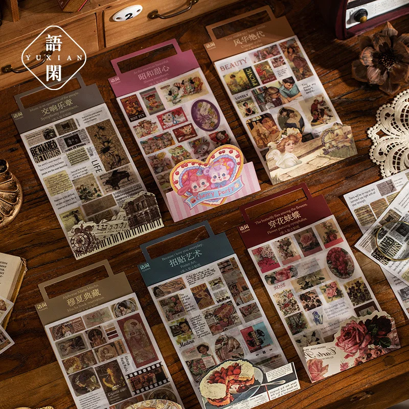 BULA 2 Sheets Scrapbooking Stickers Vintage Stick Labels Retro Decorative Collage Diary Album Stationery Creativity Sticker
BULA 2 Sheets Scrapbooking Stickers Vintage Stick Labels Retro Decorative Collage Diary Album Stationery Creativity Sticker