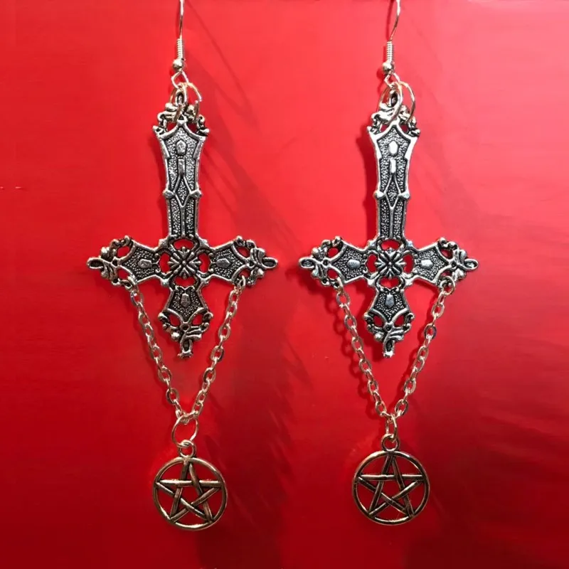 Goth Large Inverted Cross Pentagram Dangle Earrings 2022 For Women Simple Style Charm Jewelry Wholesale
Goth Large Inverted Cross Pentagram Dangle Earrings 2022 For Women Simple Style Charm Jewelry Wholesale