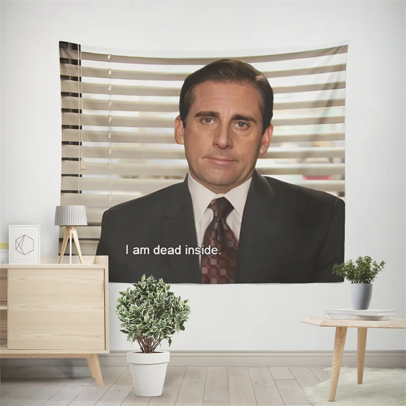 

Aertemisi I am Dead Inside Michael Scott The Office Funny Meme Tapestry Wall Hanging Art for Bedroom Living Room Decor Party