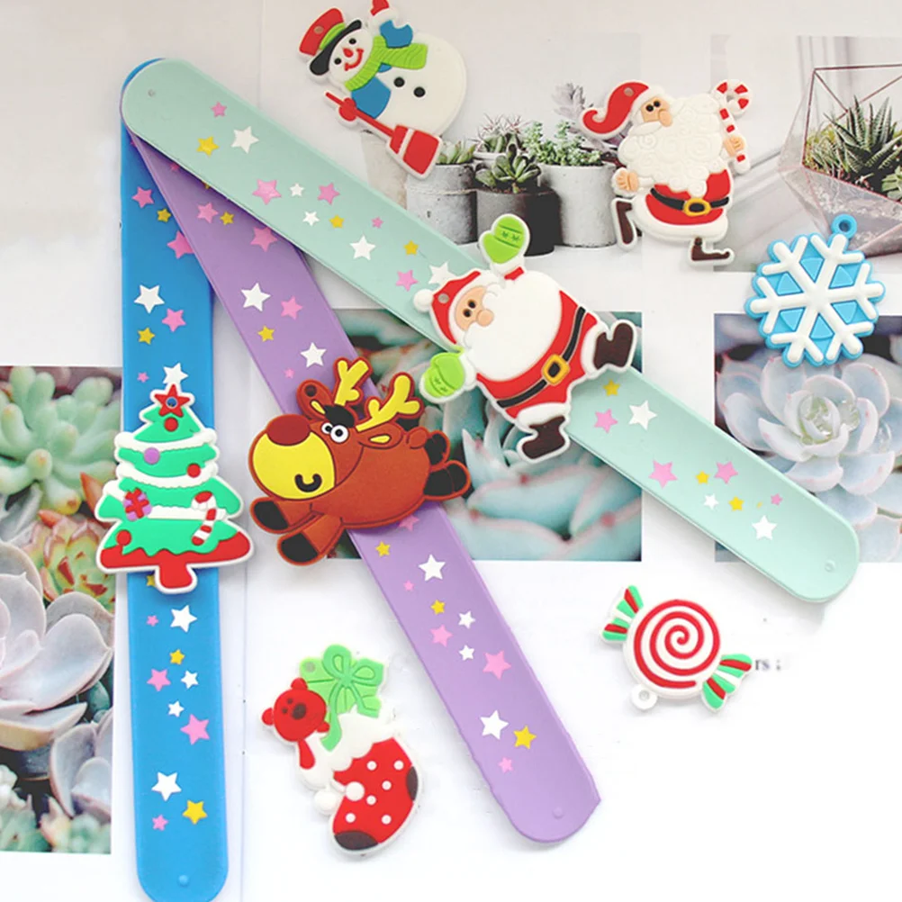 

8pcs Christmas Slap Bracelets Christmas Wristbands Christmas Silicone Bracelets