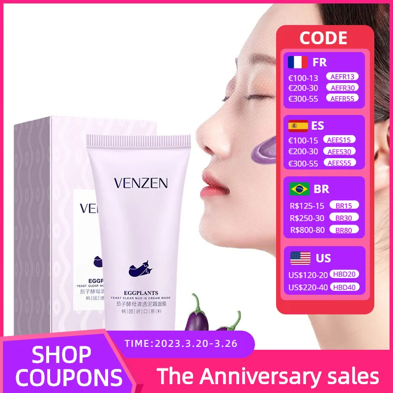 60g Eggplant Yeast Clear Mud Face Mask Anti Freckle Shrink Pores Acne Blackhead Treatment Moisturizing Whitening Face Skin Care
60g Eggplant Yeast Clear Mud Face Mask Anti Freckle Shrink Pores Acne Blackhead Treatment Moisturizing Whitening Face Skin Care